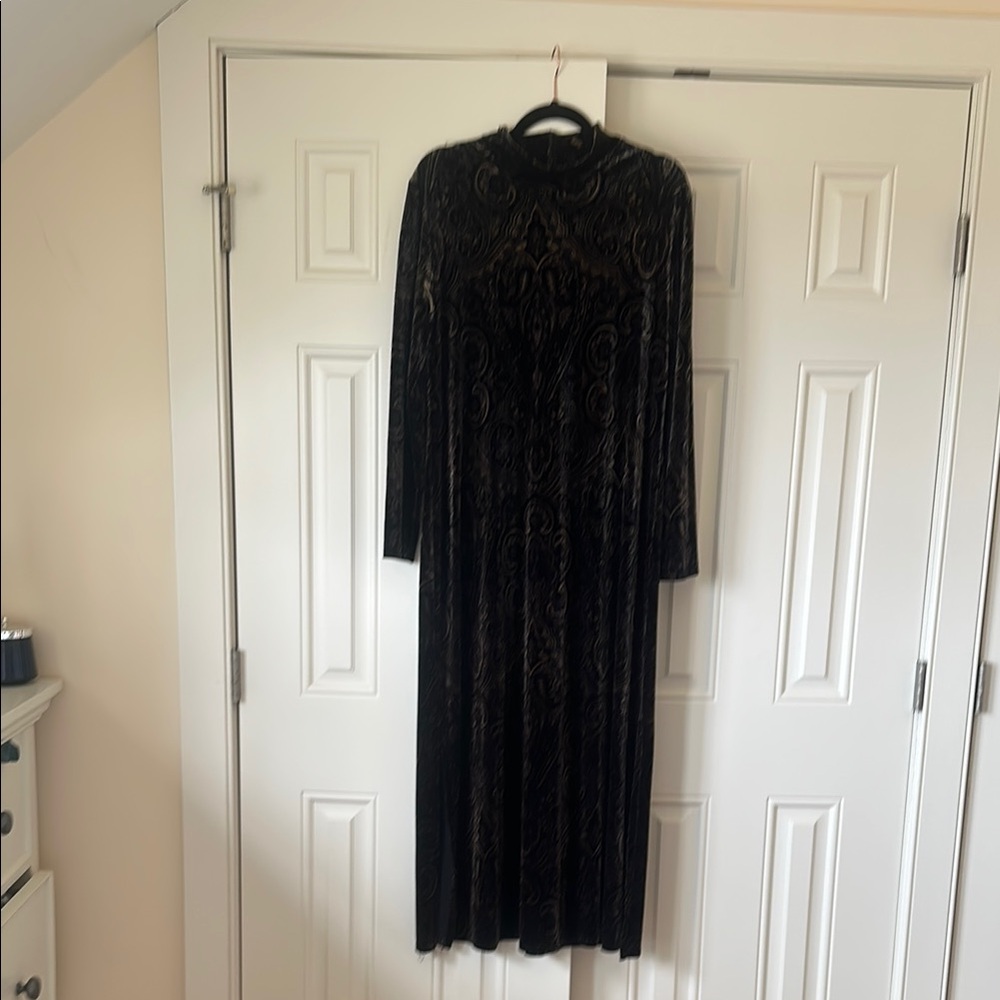Ornate Black and Gold Velvet Dress